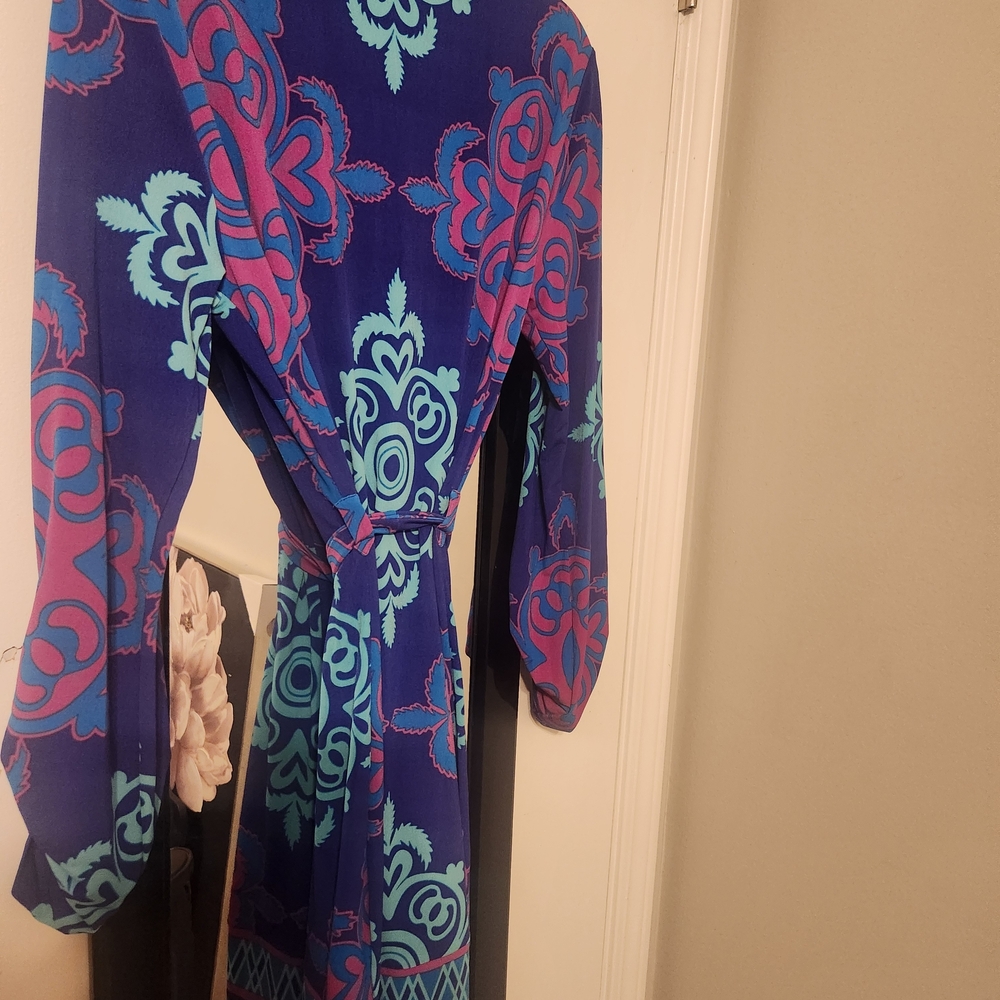 Hale Bob Blue and Pink Long Sleeve Dress - Picture 6 of 7